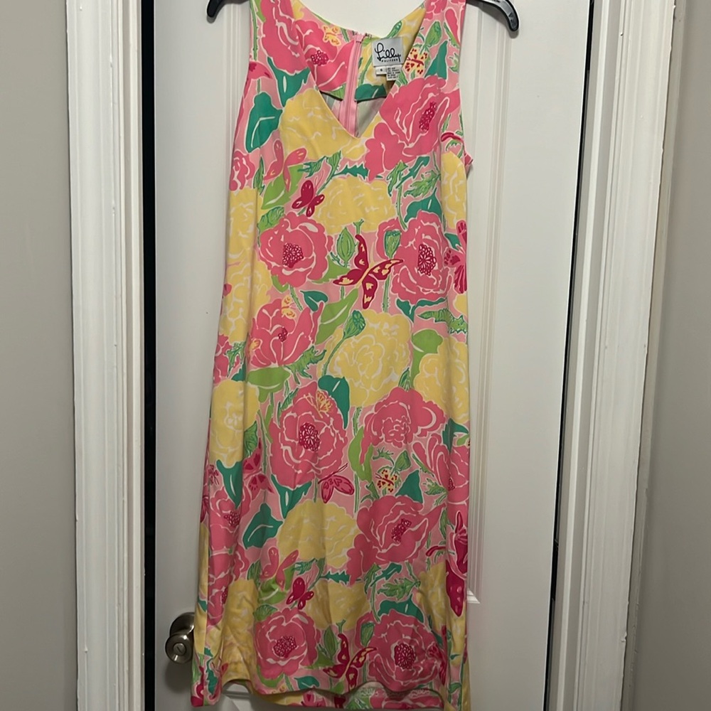Lilly Pulitzer Vintage White Label Size 6 Floral Butterfly Lena Silk Dress